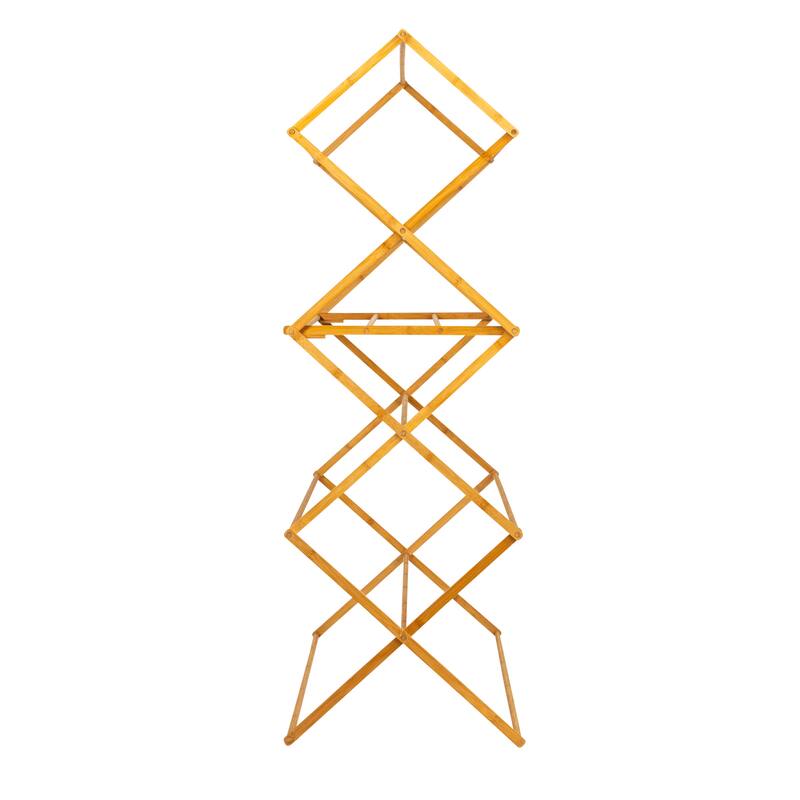 Household Essentials Bamboo Folding Clothes Drying Rack with Sturdy Frame, Folds for Storage