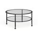 preview thumbnail 4 of 11, SEI Furniture Glenn Distressed Black Metal Round CoffeeTable with Glass Top and Shelf