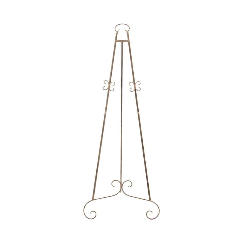 Metal Scroll Large Adjustable 3 Tier Display Easel with Chain Support - Gold, Gray or Silver - Roche River Decor - Gold -  26"W, 67"H