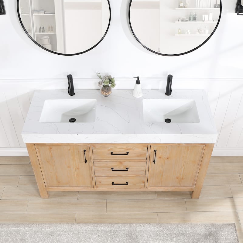 Leon 60 in. Double Bathroom Vanity with Composite Stone Top