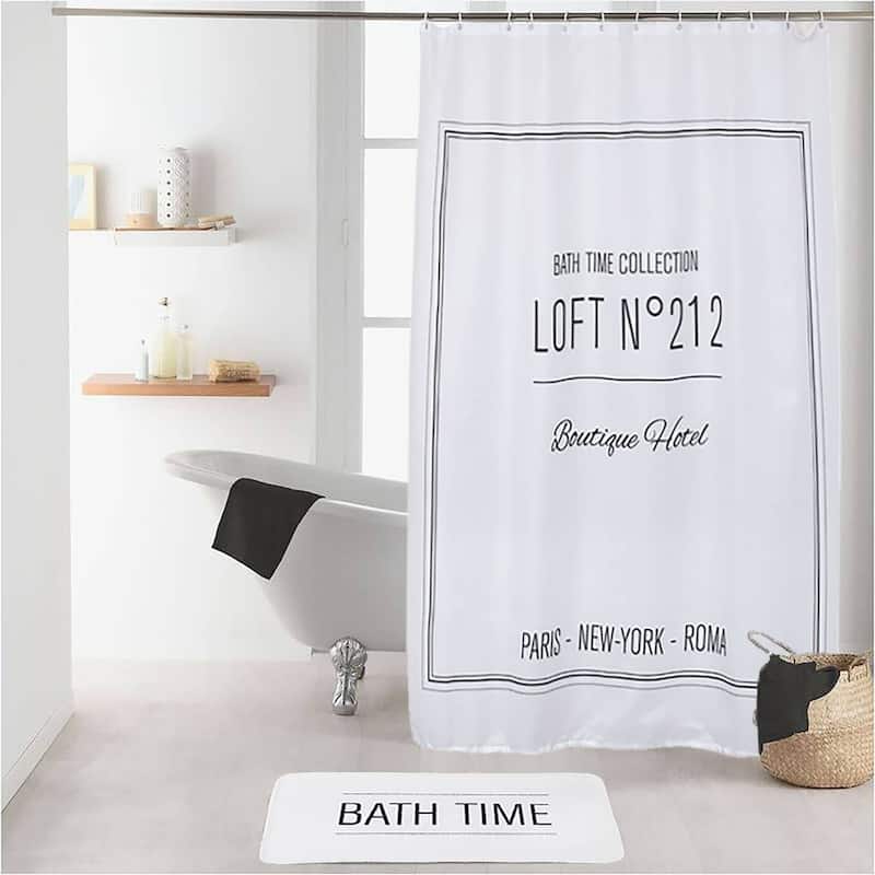 Polyester Shower Curtain - 79x71 inches - Writing Design