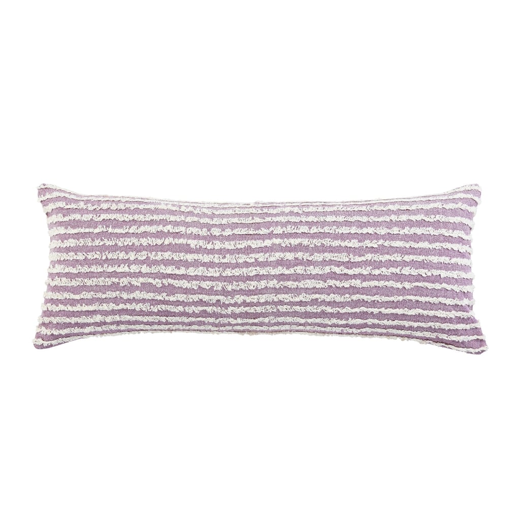 HomeRoots 14" X 36" Purple And Cream 100% Cotton Striped Zippered Pillow