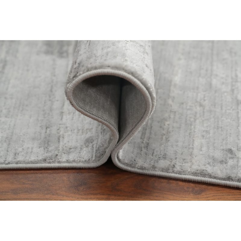 Machine Made Oriental Polyester Carpet Modern Contemporary Greys & Charcoal Modern Area Rug - 7' 5'' X 5' 2''
