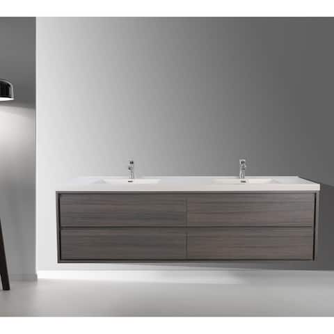 Sage 84" wall mounted bathroom vanity with double basin acrylic top
