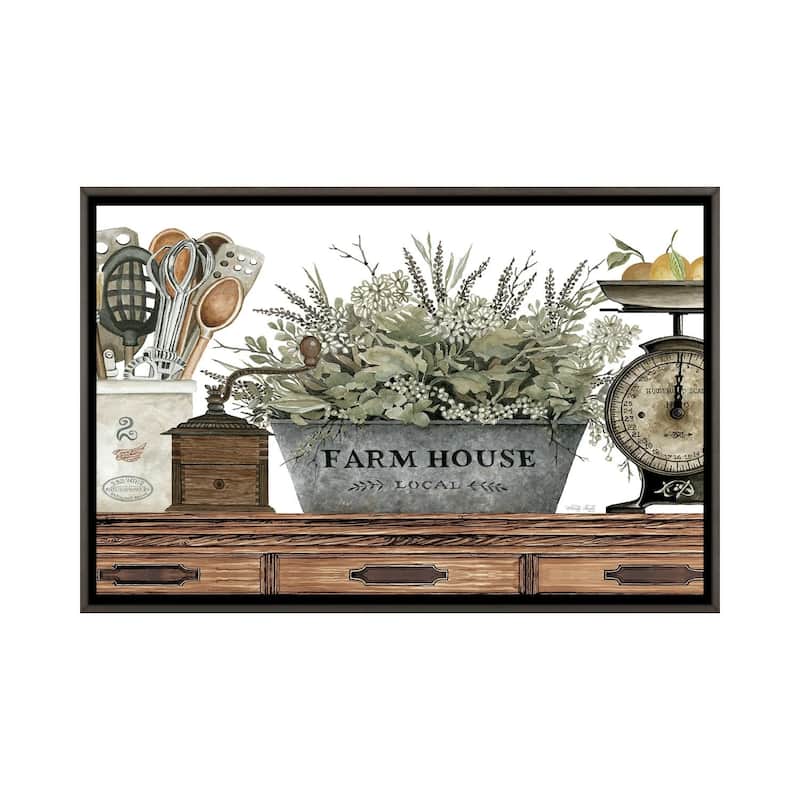 iCanvas "Farm House Kitchen" by Cindy Jacobs Framed - Charcoal - 18x26
