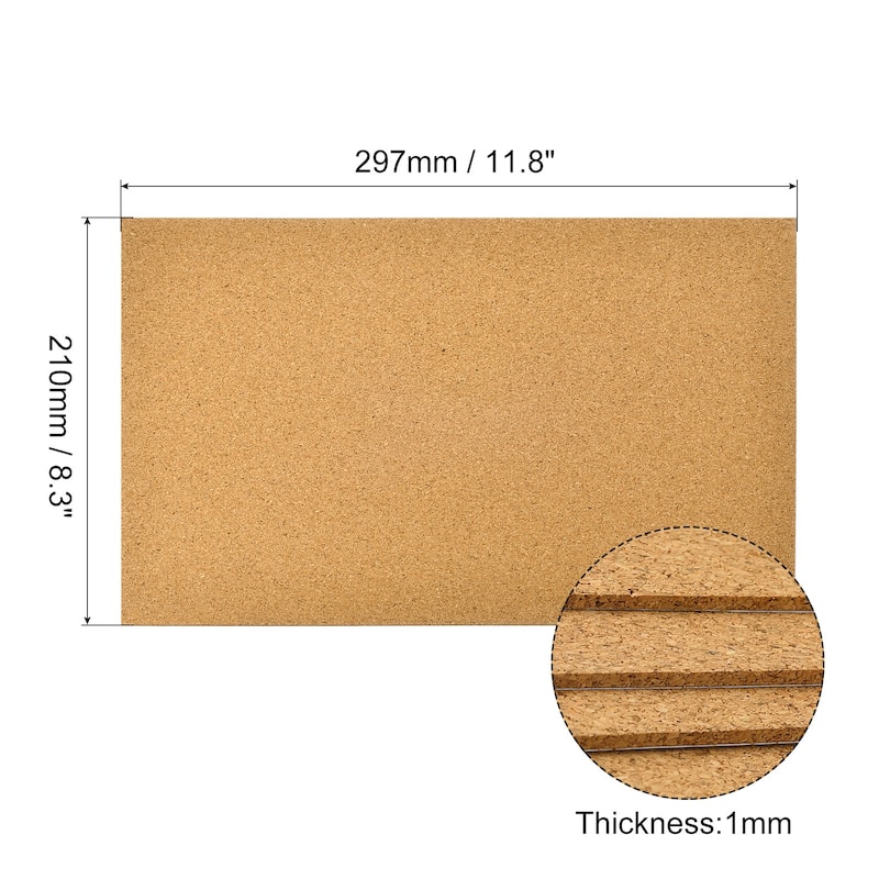 8pcs Self-Adhesive A4 Size Cork Sheets, 8.3" x 11.8" Cork Backing Sheets - Brown - Brown