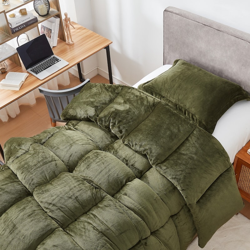 Thicker Than Thick® - Coma Inducer® Oversized Comforter Set - Down Alternative Ultra Plush Filling - Winter Moss