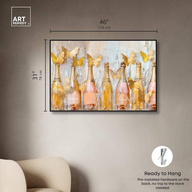 Golden Bright Campagne Line Canvas by Art Remedy