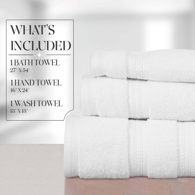 Home Weavers Elegance Essentials 550GSM Cotton Zero Twist Super Absorbent Bath Towel Set of 3
