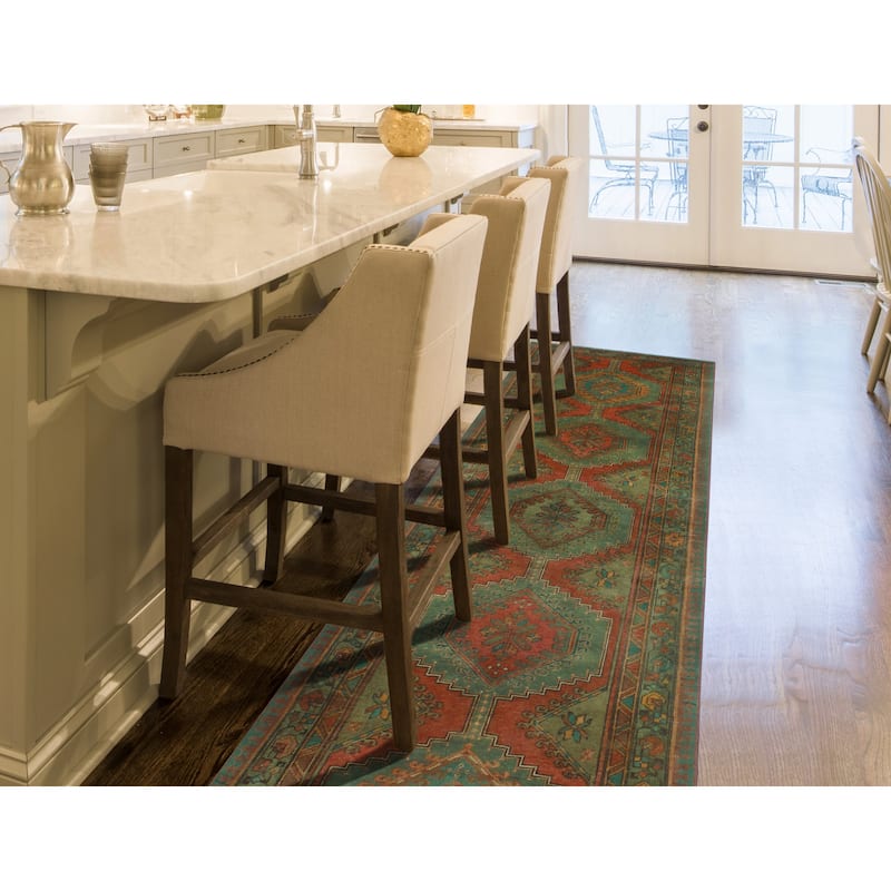 Fine Vintage Distressed Alvina Rust/Brown Runner - 3'4" x 10'9"