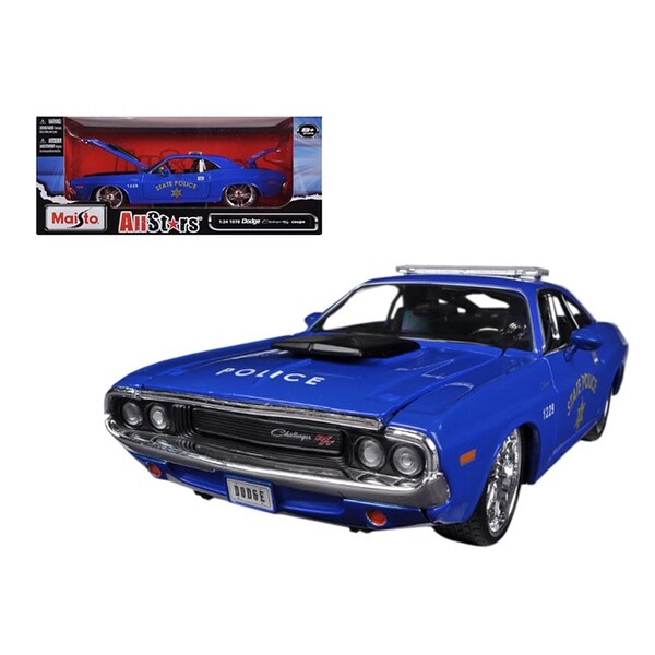 1970 Dodge Challenger R T Coupe Police Blue All Stars 1 24 Diecast Model Car By Maisto Maisto