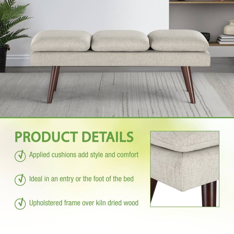 Amanda 54" Mid-Century Bench