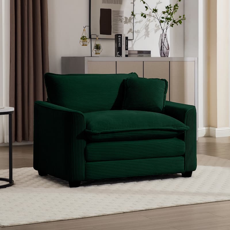 Single Chair Deep Seat Sofa With Footstool for Living Room and Bedroom