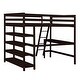 preview thumbnail 22 of 20, Full Size Pine Wood Loft Bed with Desk and High Guardrails