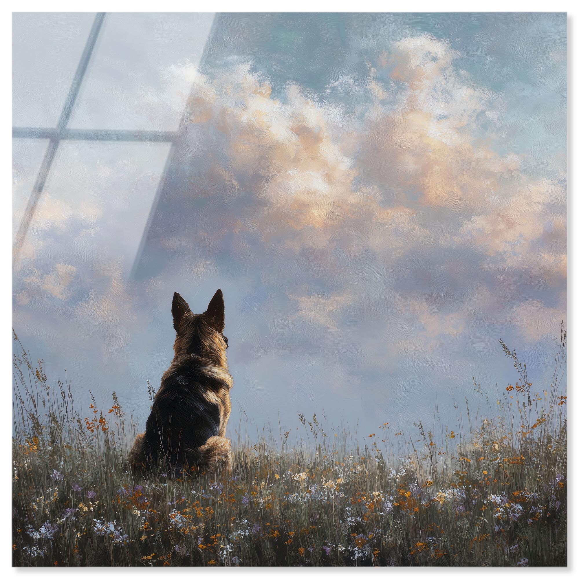 Dog in the Flowers I Pet Wall Decor Acrylic Print by Art Remedy