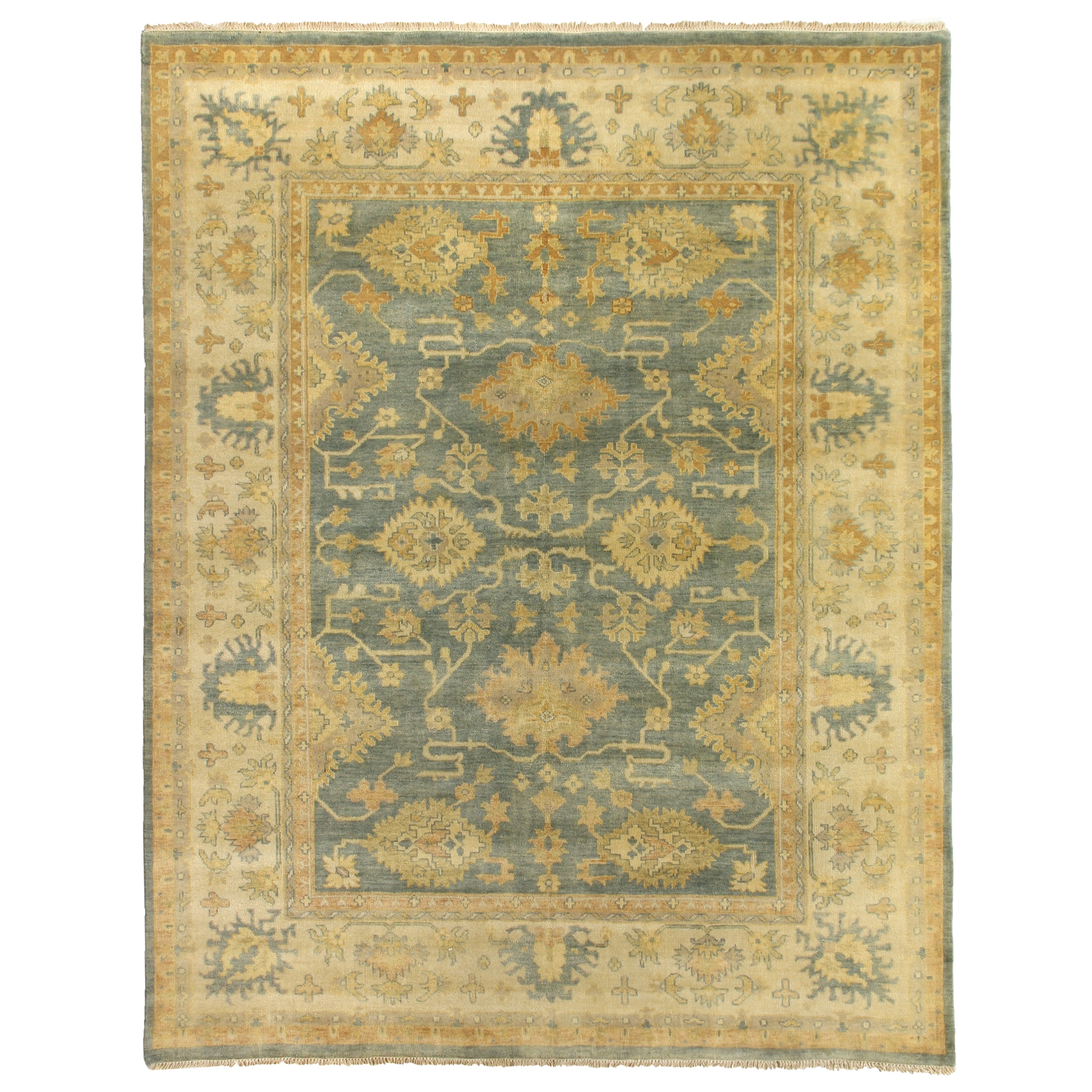 Antique Weave Oushak hand-knotted New Zealand Wool Cobalt/Ivory Area Rug