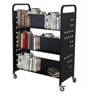 35x18x49 W-Shaped Rolling Book Cart with Lockable Wheels for Libraries ...