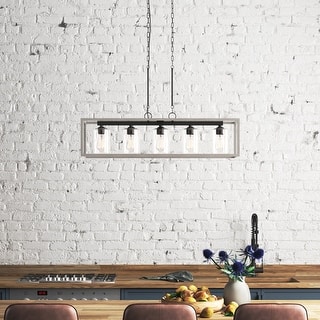 Acroma 5-light Farmhouse Chandelier Rectangle Island Lights for Dining Room