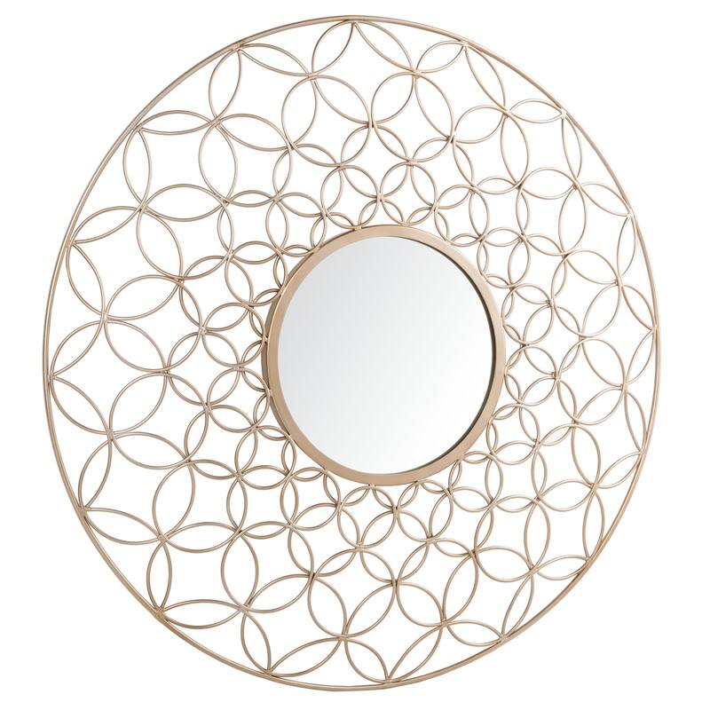 SAFAVIEH Elyssa 32-inch Champagne Round Mirror - 31.5" W x 2" L x 31.5" H - 32Wx2Dx32H