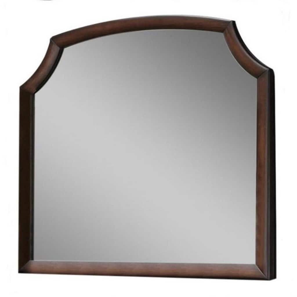 Transitional Style Wooden Wall Mirror with Beveled Edges, Espresso