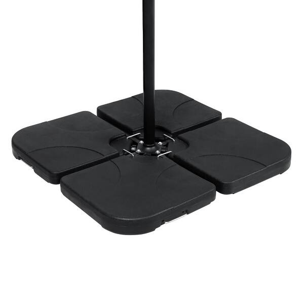 slide 2 of 7, Tengram Black 4-Piece Cantilever Offset Umbrella Base with Handles Black