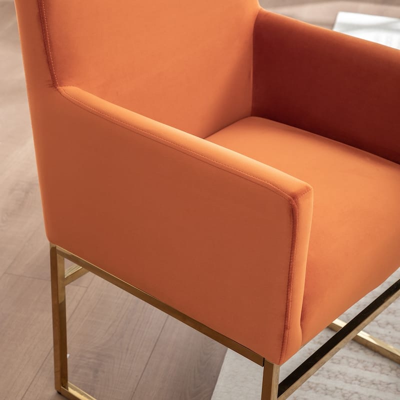 SEYNAR Modern Velvet Accent Arm Dining Chair Set of 2 with Metal Legs