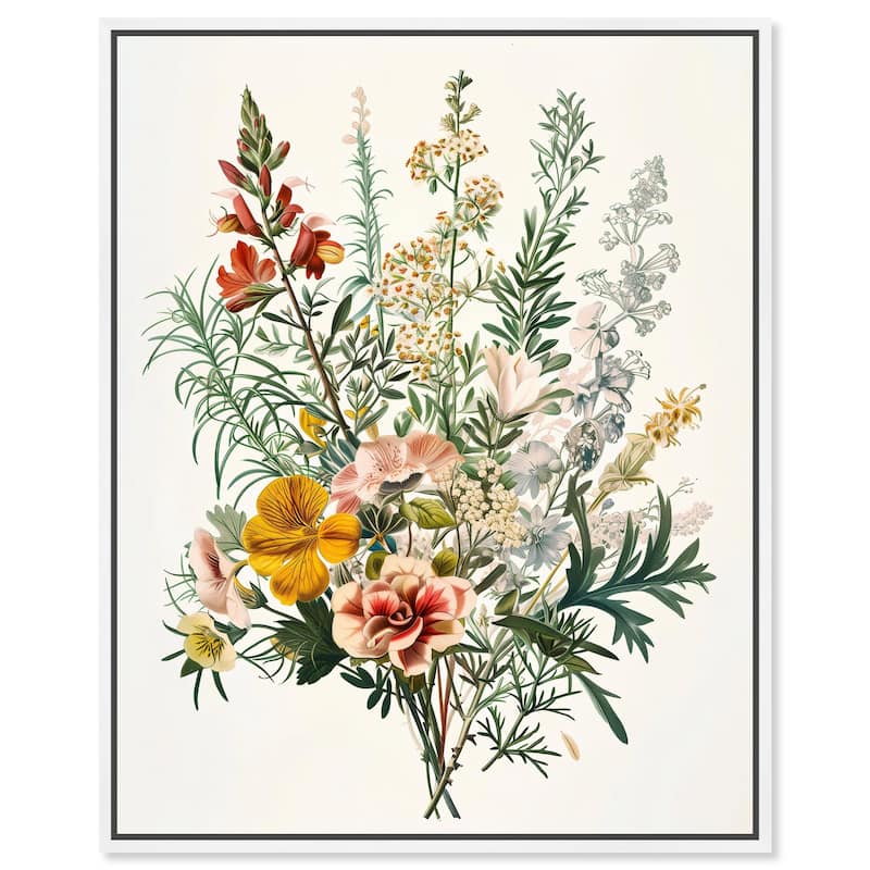 Quaint Bouquet Canvas by Art Remedy - 24" x 30" - White