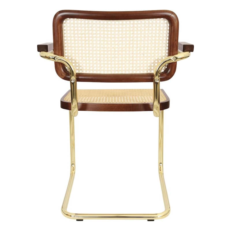 Breuer Chair Company Marcel Breuer Cesca Cane Cantilever Armchair Arm Chair w/ Brass Steel Frame (Various Wood & Cane Colors)