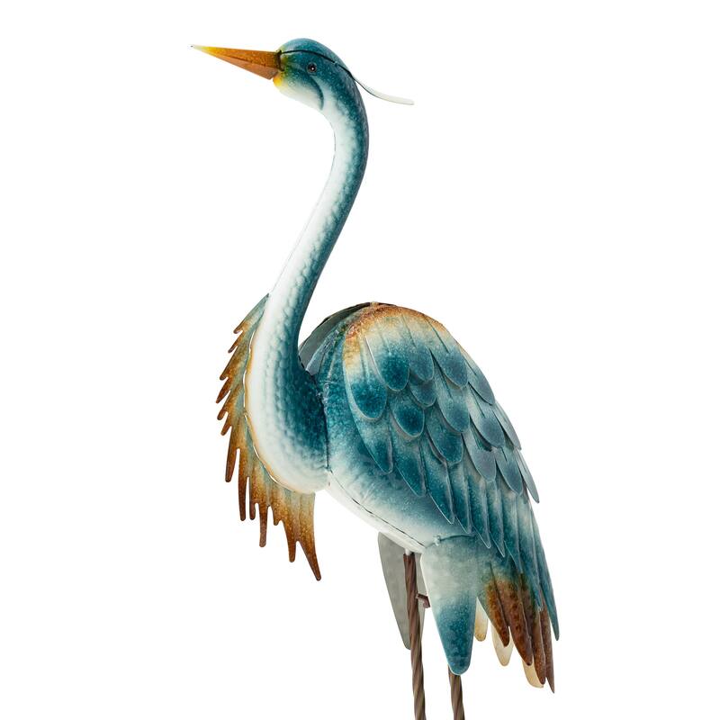 Glitzhome Metal Standing Crane Flamingo Garden Statue with Stakes Yard Art Sculpture Porch Decor