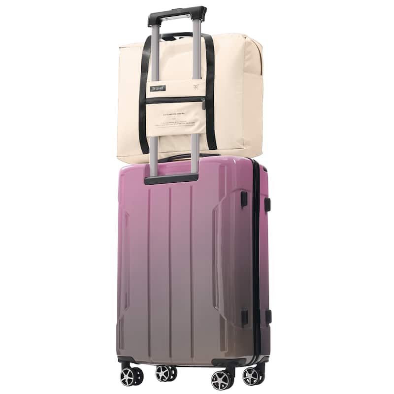 3-Piece, Modern Luggage Sets with Spinner Wheels, Built-in TSA Lock, Foldable Duffel Bag, for Boarding Travel, Pink