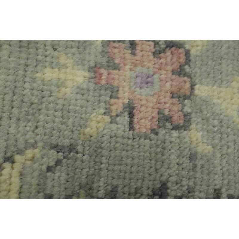 Vegetable Dye Oushak Turkish Area Rug, Medallion Geometric Carpet - 9' 10'' X 8' 2''