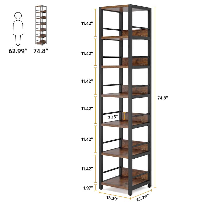 Wood and Metal 75 Inch Corner Shelves, Multipurpose Storage Shelf Organizer Rack for Small Spaces