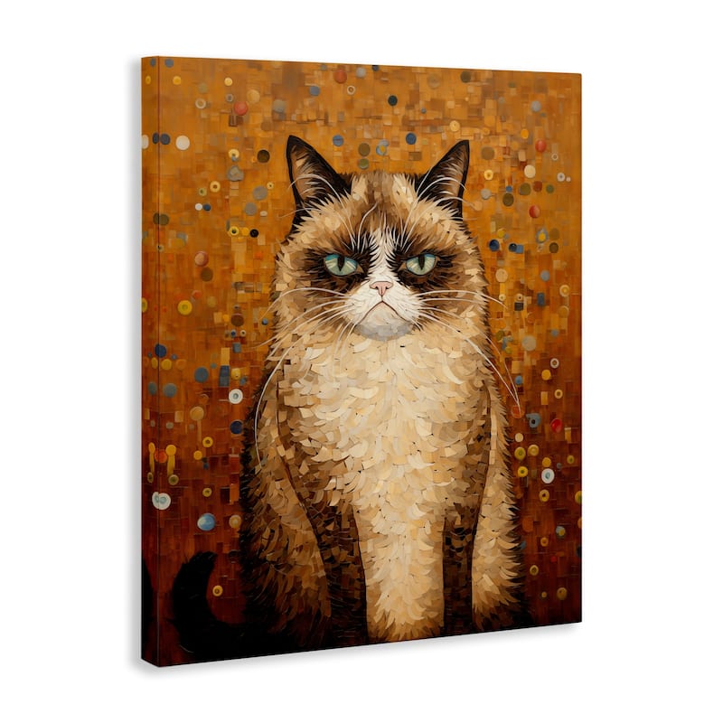 Stupell Grumpy Klimt Cat Canvas Wall Art Design By Arlington Prints