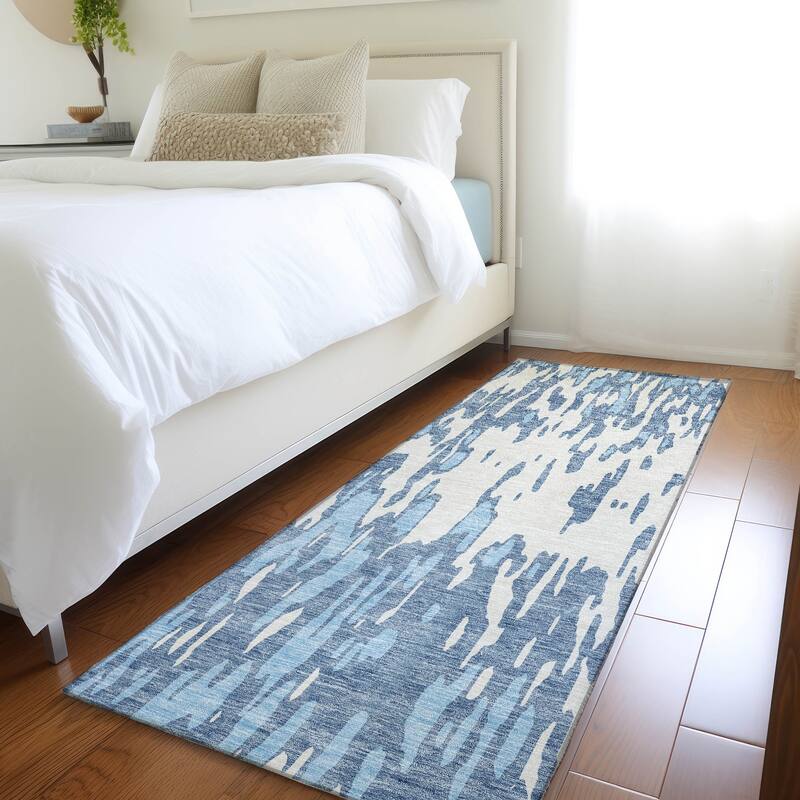 Premium Washable Super Soft Abstract Modern Mayfield Rug - Denim - 2'3" x 7'6"