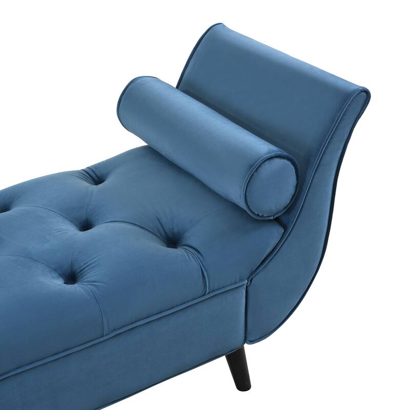 Purple Guernsey Velvet Bench Ottoman - Upholstered Foot Rest for Entryway & Living Room