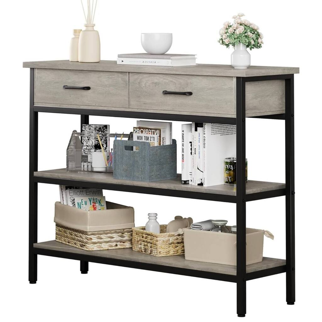 Modern 3 Tier Console Table with Storage, Sofa Table for Entryway