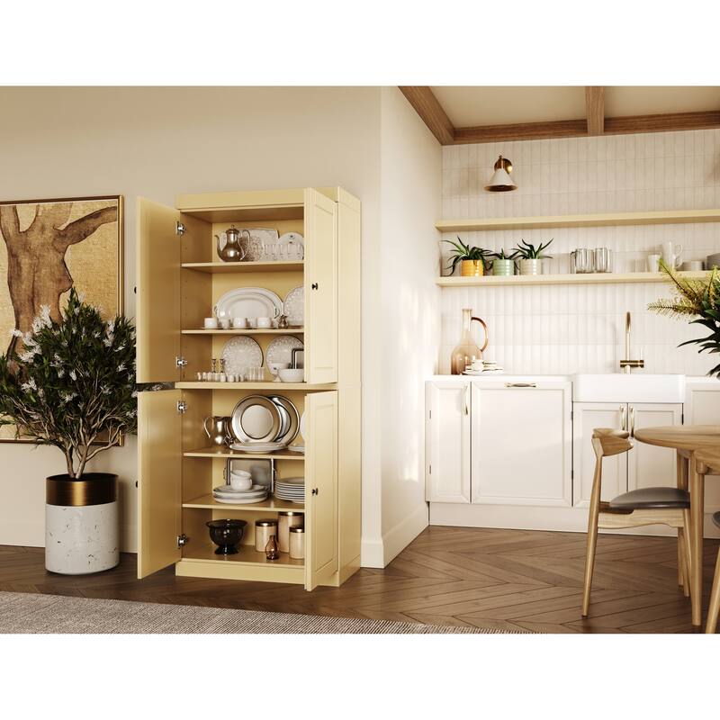 Palace Imports 100% Solid Wood Pantry Cabinet, Raised Panel Doors, Adjustable Shelves, 32" Wide, 71.5" Tall - 32" x 71.5"