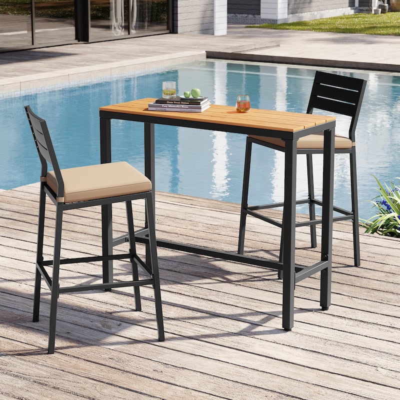 Crestlive Products Patio Outdoor Bar Table Rectangle Pub Table