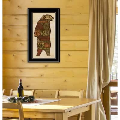 TrendyDecor4U Farmhouse "Cabin Rules" Framed Print Wall Art by Lauren Rader - Earthtone