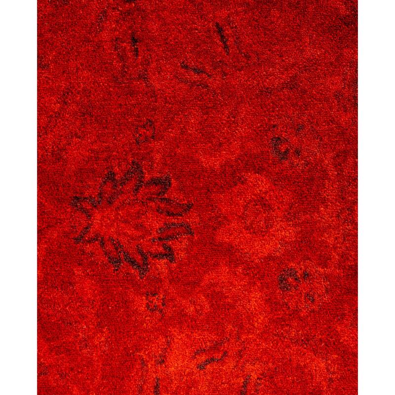 Overdyed One-of-a-Kind Hand-Knotted Area Rug - Red - 5' 1" x 5' 1"