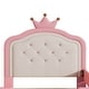 preview thumbnail 4 of 7, Adorable Princess Pink Twin Size Upholstered Daybed with Button Tufted Crown Headboard, Low Profile Platform Bed for Kids