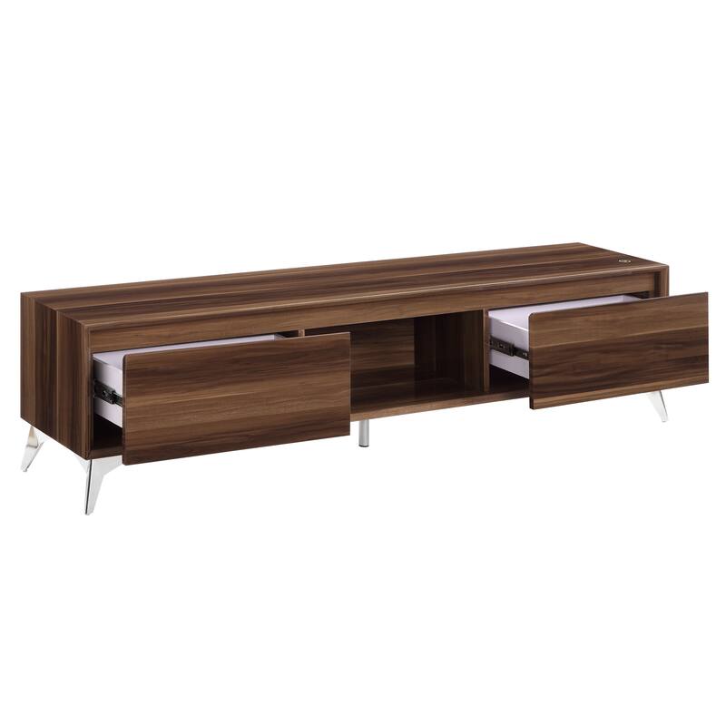 Raceloma TV stand , LED, Walnut & Chrome Finish 91997