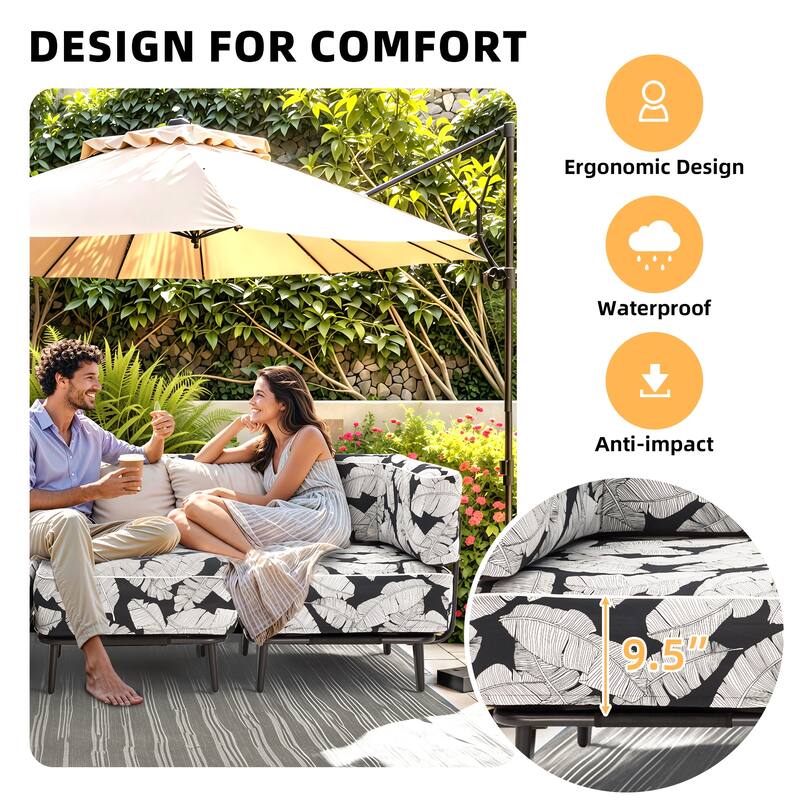 Inflatable Couch Set - Portable Outdoor Air Sofa with Aluminum Frame, Waterproof Oxford Fabric for Camping, Patio,Beach