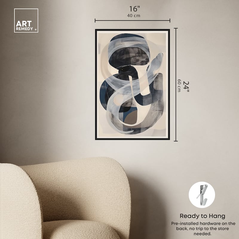 Art Remedy Slither Framed Abstract Shapes 1 Piece Canvas Wall Art