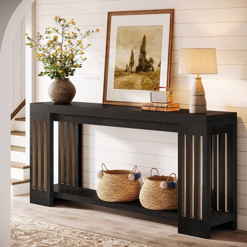 70.9-Inch Console Table, 2-Tier Sofa Table, Long Entryway Table for Living Room, Hallway, Entrance, Foyer