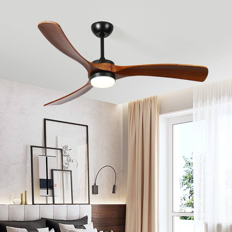 52 Inch Solid Wood Ceiling Fan with Light and Remote Control