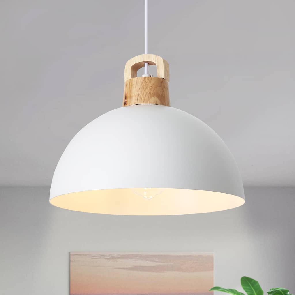 1-Light Rustic Hanging Pendant Light with Metal Shaded for Kitchen Island