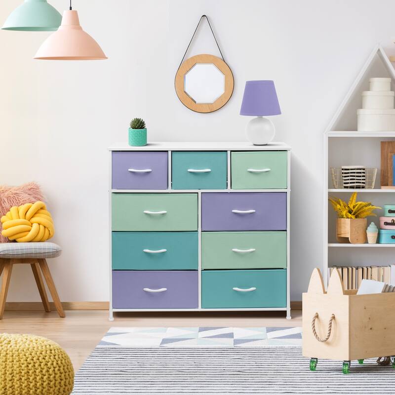 Dresser with 9 Drawers - Furniture Chest For Kids Bedroom