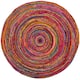 SAFAVIEH Georgine Handmade Braided Bohemian Cotton Rug - 4' x 4' Round - Red/Multi