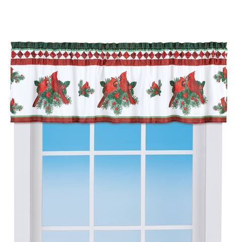 Cardinal and Pine Holiday Window Valance - 5.250 x 3.630 x 1.000